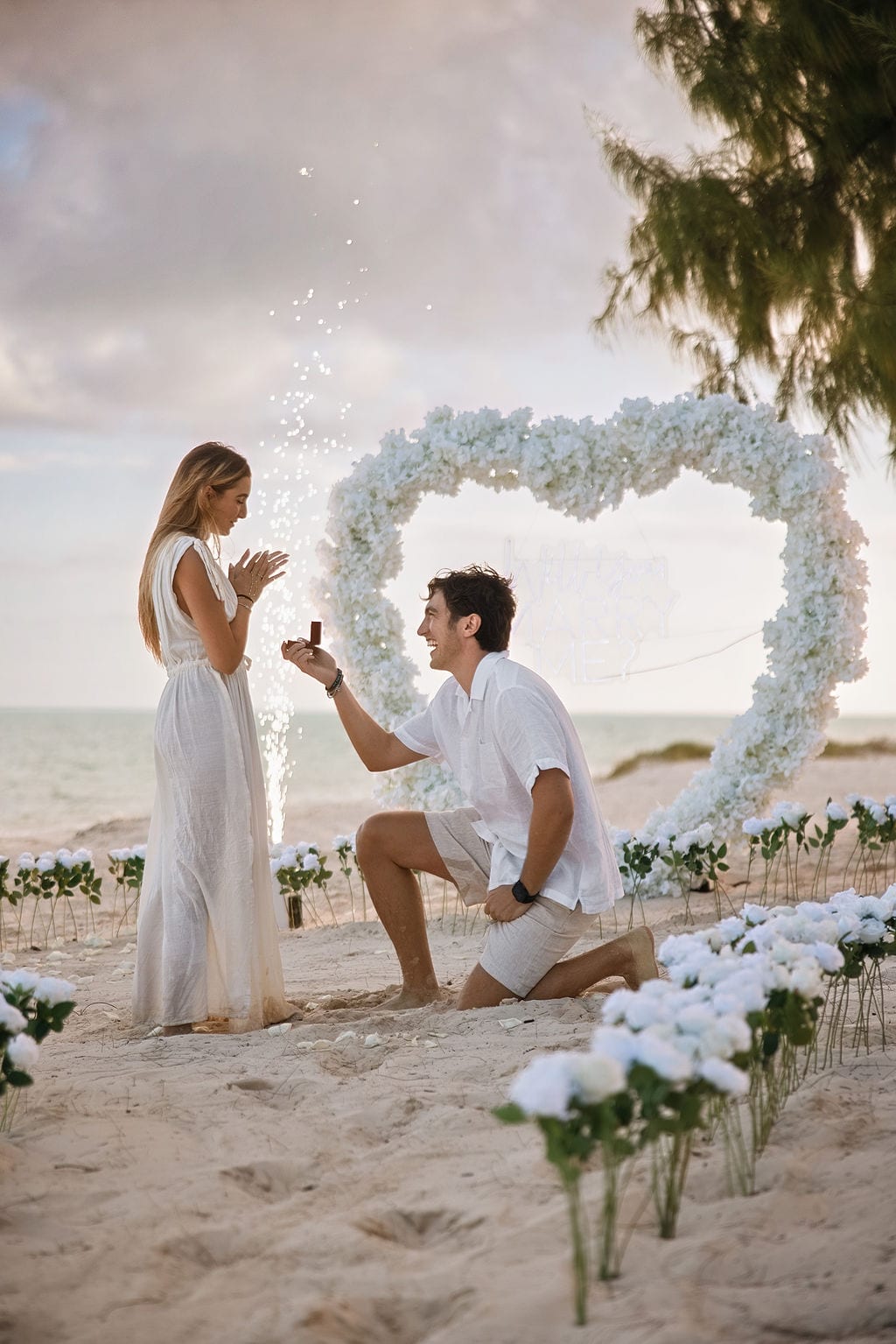 On one knee, the proposal